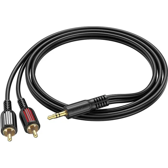 Кабель мультимедійний 3.5mm M to 2xRCA M 1.5m Black BOROFONE (6974443382204) зображення 4