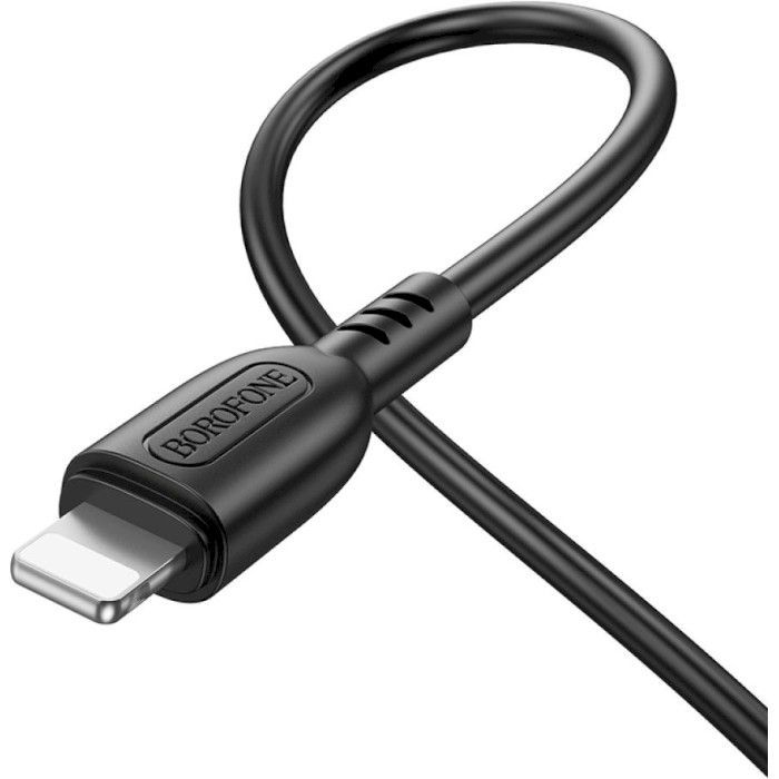 Дата кабель USB 2.0 AM to Lightning 1.0m 2.4A PVC BX91 black BOROFONE (6974443389883) изображение 3
