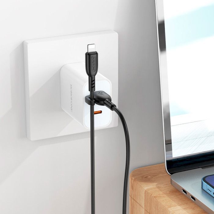 Дата кабель USB 2.0 AM to Lightning 1.0m 2.4A PVC BX91 black BOROFONE (6974443389883) изображение 6