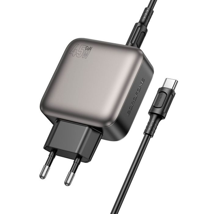 Зарядное устройство BOROFONE BAS56A Absolute 2xUSB-C + 1xUSB-A PD45W + cable USB-C to USB-C Black (6941991116278) изображение 2