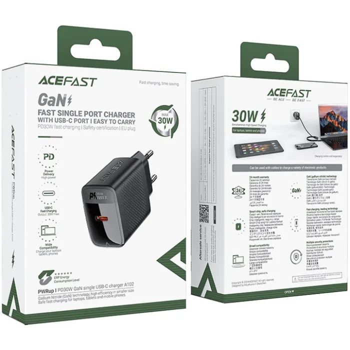 Зарядний пристрій Acefast A102 USB-C PD30W GaN Black (6974316283287) зображення 7