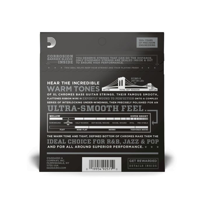 Струни для гітари D'Addario XL Chromes Bass Regular Light 5-String (45-132) (ECB81-5) зображення 3