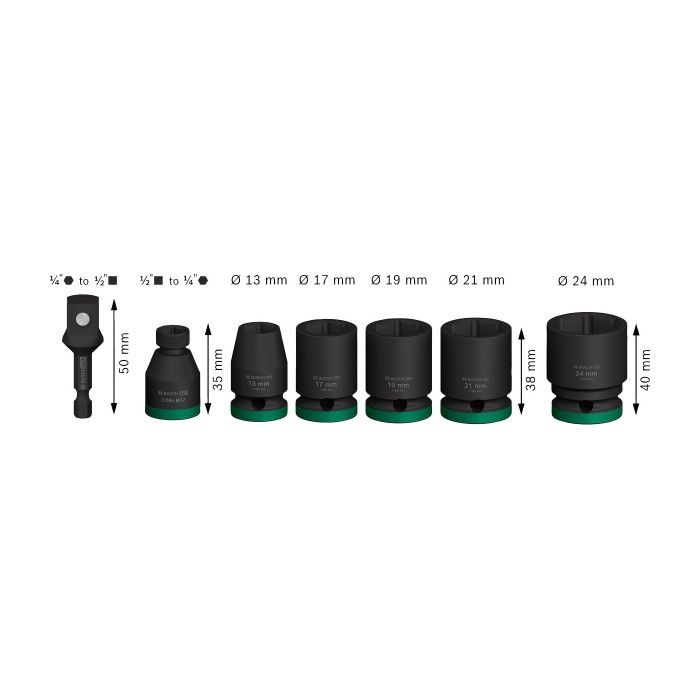 Набор головок Bosch Pro Impact Socket Standard Set 1/2" 13-24 мм (2.608.003.032) изображение 4