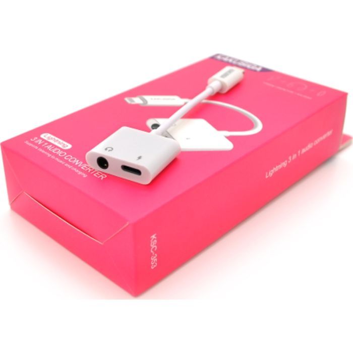 Перехідник Lightning 2-in-1 Audio Adapter Lightning + 3.5mm iKAKU (KSC-353)