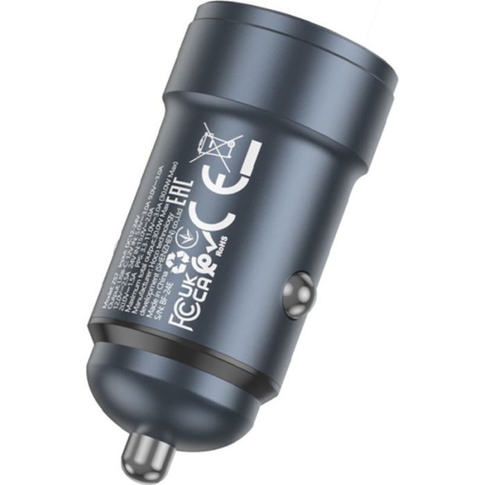 Зарядний пристрій HOCO Z57 USB-C PD30W car charger metal gray (6942007633048) зображення 4