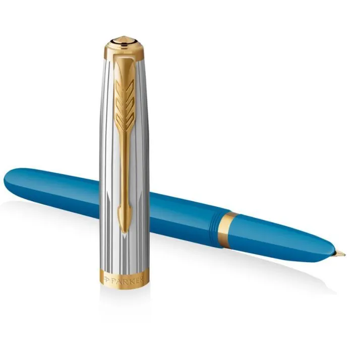 Ручка пір'яна Parker PARKER 51 Premium Turquoise GT  FP F (56 411) зображення 3