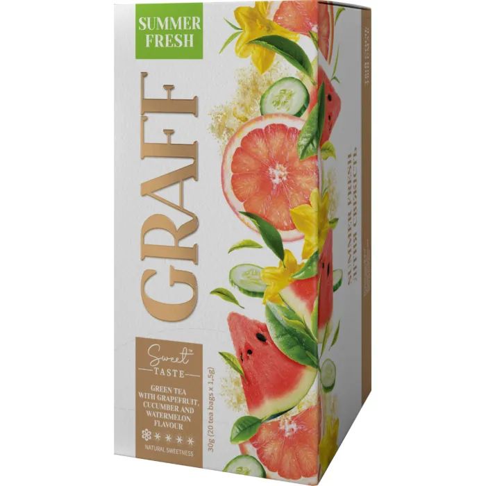 Чай Graff Summer Fresh с ароматом грейфрута, огурца и арбуза 20x1.5 г (4820279612287)