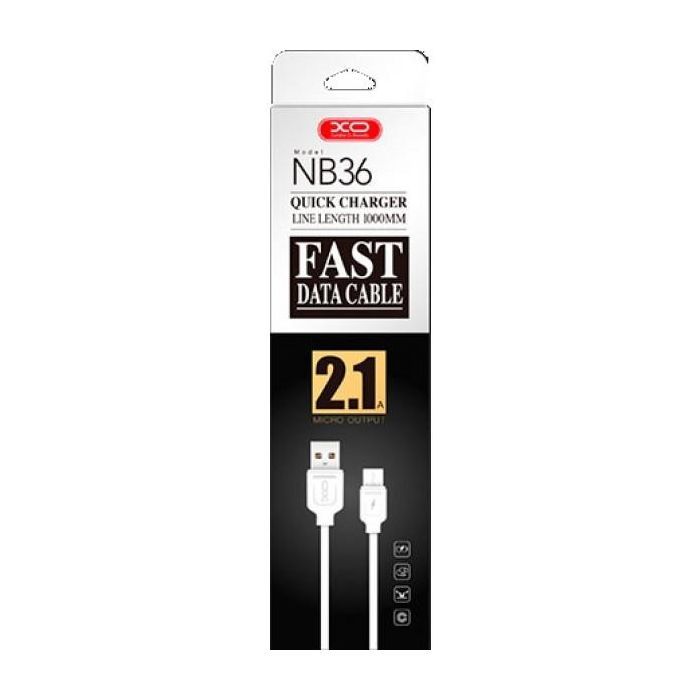 Дата кабель USB 2.0 AM to Micro 5P 1.0m 2.1A white XO (NB36-M-1-WH) изображение 2