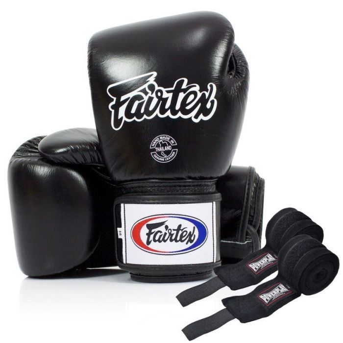 Боксерские перчатки Fairtex BGV1 Black 16 унцій (бинти в комплекті) (BGV1_16oz_Black)