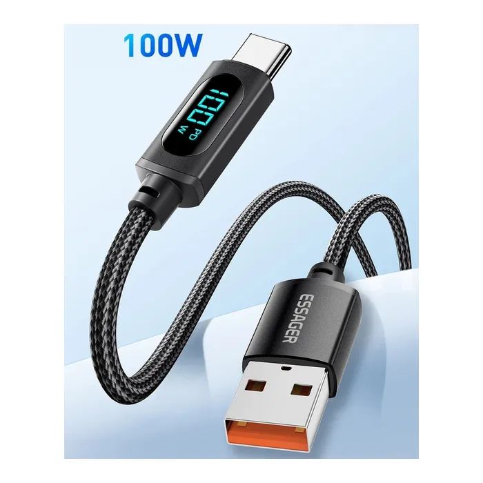 Дата кабель USB 2.0 AM to USB-C 1.0m 7A LED black Essager (EXCT-XY01-P) изображение 2
