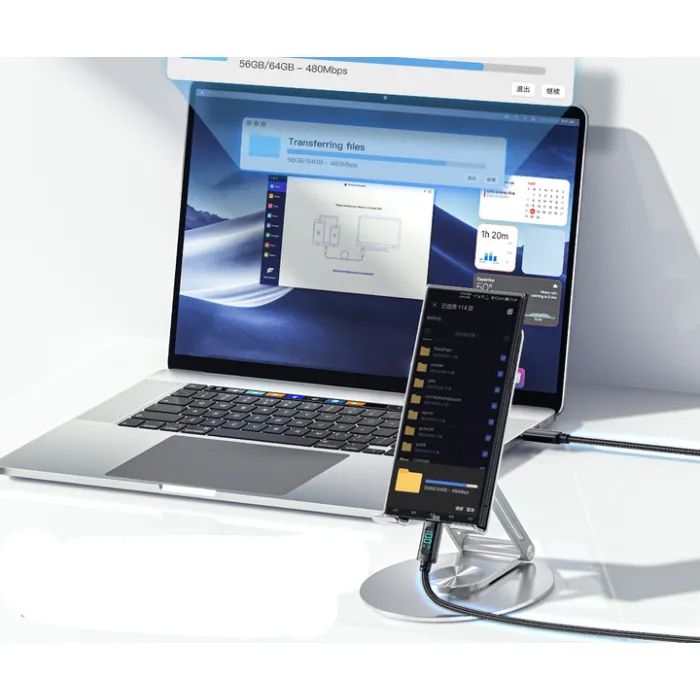 Дата кабель USB 2.0 AM to USB-C 1.0m 7A LED black Essager (EXCT-XY01-P) изображение 4