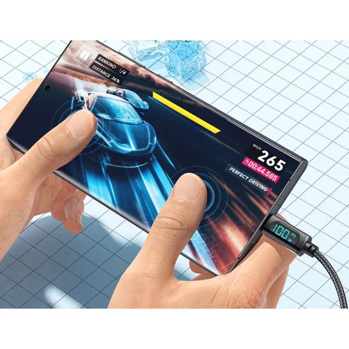 Дата кабель USB 2.0 AM to USB-C 1.0m 7A LED black Essager (EXCT-XY01-P) изображение 5