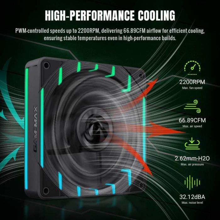 Кулер для корпуса Gamemax Tornado T12 ARGB-R изображение 8