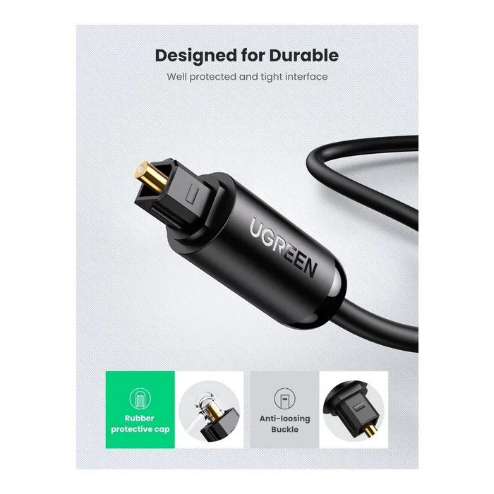 Кабель мультимедийный Optical Toslink 1.5m AV122 black Ugreen (70891) изображение 5