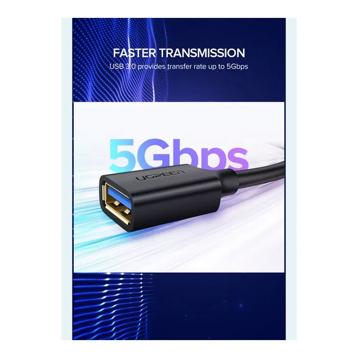 Дата кабель USB 3.0 AM/AF 1.5m US129 black Ugreen (30126) изображение 8