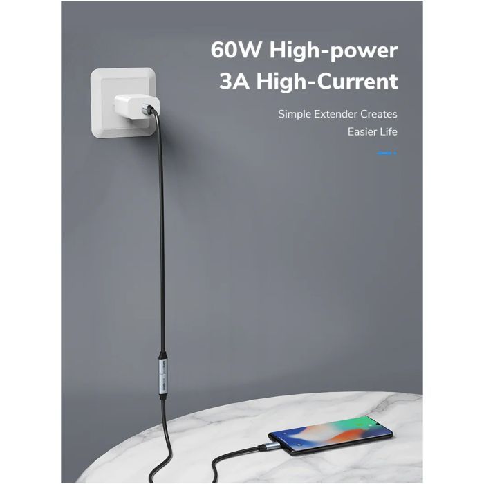 Дата кабель USB-C M to USB-C F 0.5m 5Gbps 60W 4K60Hz Cabletime (CA913664) зображення 3