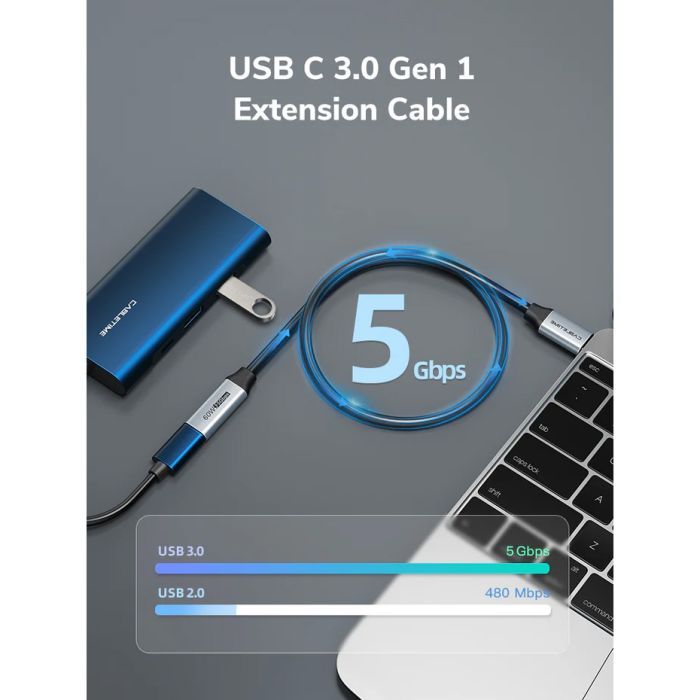 Дата кабель USB-C M to USB-C F 0.5m 5Gbps 60W 4K60Hz Cabletime (CA913664) зображення 4