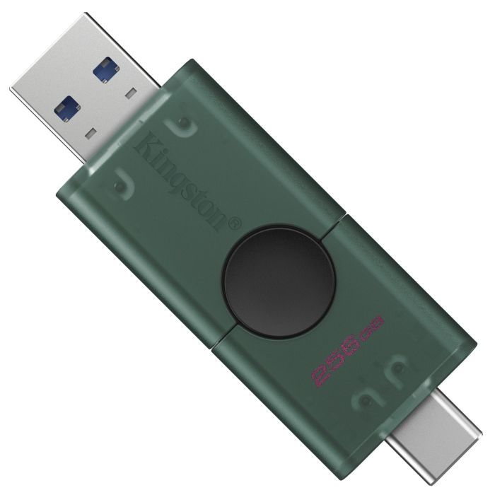USB флеш накопитель Kingston 256GB DataTraveler Duo USB 3.2 / Type-C Black/Green (DTDEG2/256GB) изображение 2