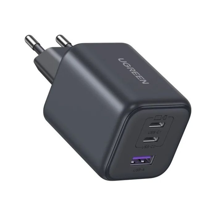 Зарядное устройство UGREEN 2xUSB-C PD45W + 1xUSB QC3.0 GaN X527 gray (65156B) изображение 3