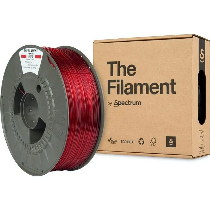 Пластик для 3D-принтера The Filament PETG TRANSPARENT 1.75mm 1kg RED (TF-24028) зображення 3