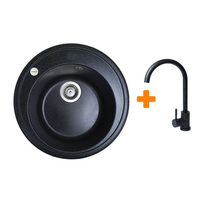 Мийка кухонна Adamant Sun чорний + змішувач (4824296910103)