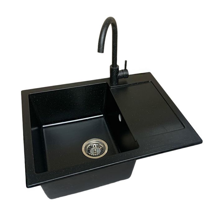 Мийка кухонна Adamant Minimal чорний + змішувач + дозатор + ополіскувач склянок + коланд (4824296106403) зображення 2