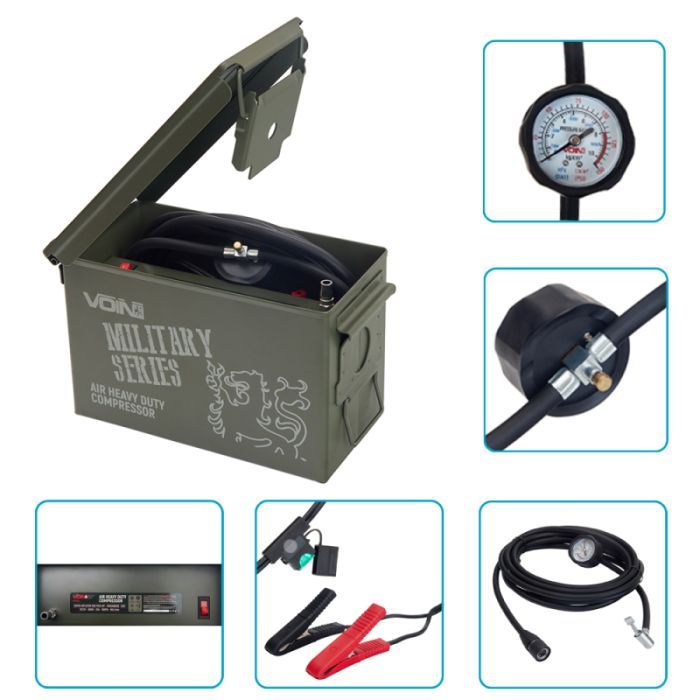 Автомобільний компресор VOIN VM-070 "MILITARY SERIES" 150psi/25A/90л (VM-070) зображення 4