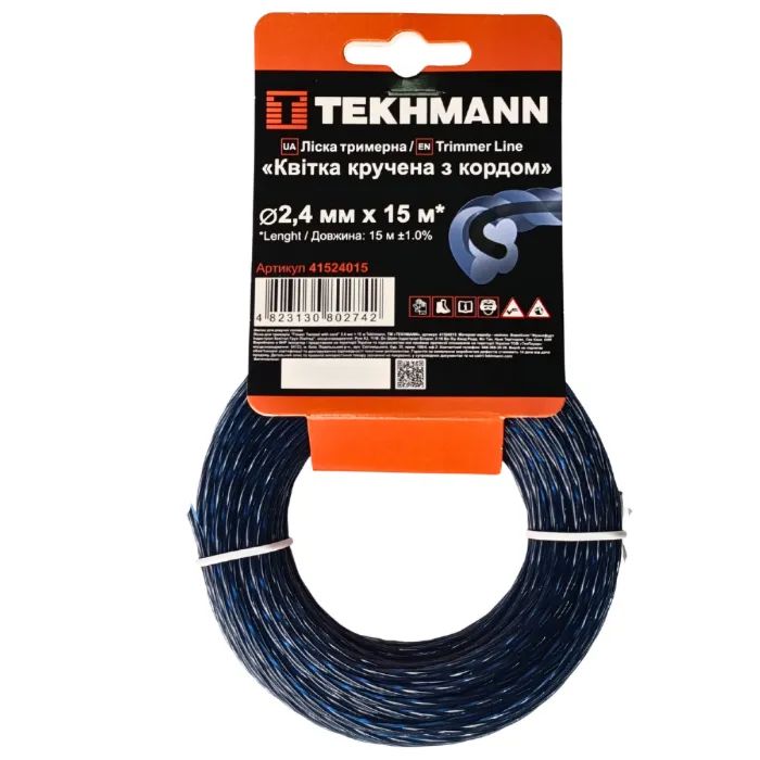 Жилка косильная Tekhmann "Цветок витый с кордом" 2,4 мм × 15 м (41524015)