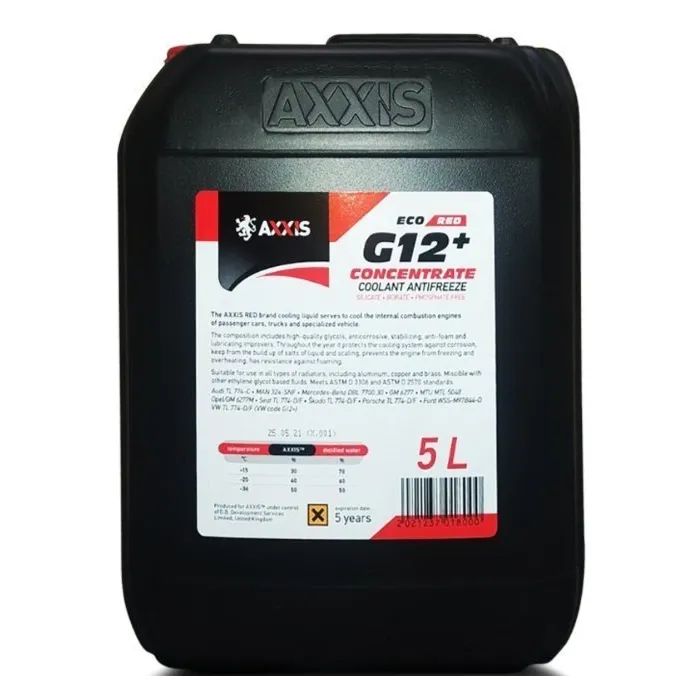 Антифриз AXXIS ECO-80C RED G12+ 5л (AX-P999-G12R ECO5l)