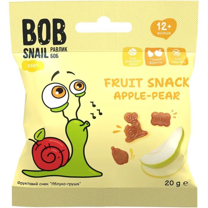 Дитячі снеки Bob Snail фруктові яблуко-груша 20 г (1740851)