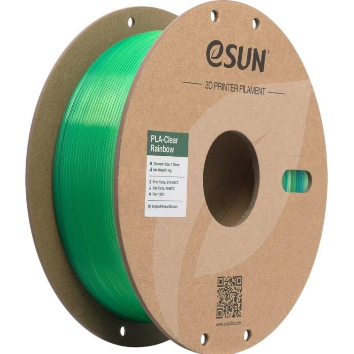 Пластик для 3D-принтера eSUN PLA Clear Rainbow 1,75mm 1kg Transl BLUE GREEN (PLA-CLRB175T-UG1P1)