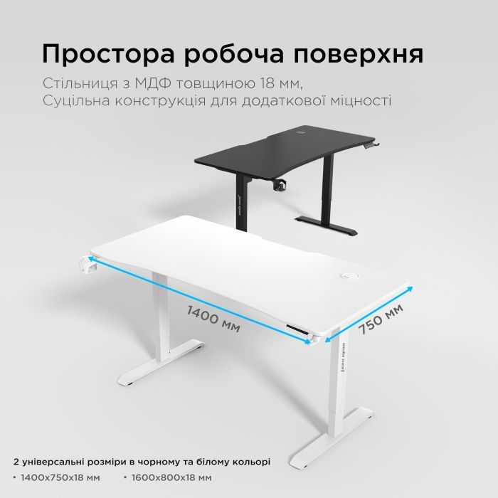 Комп'ютерний стіл Anda Seat Xtreme Pro White (AD-D-DD1-1400-08-W) зображення 13