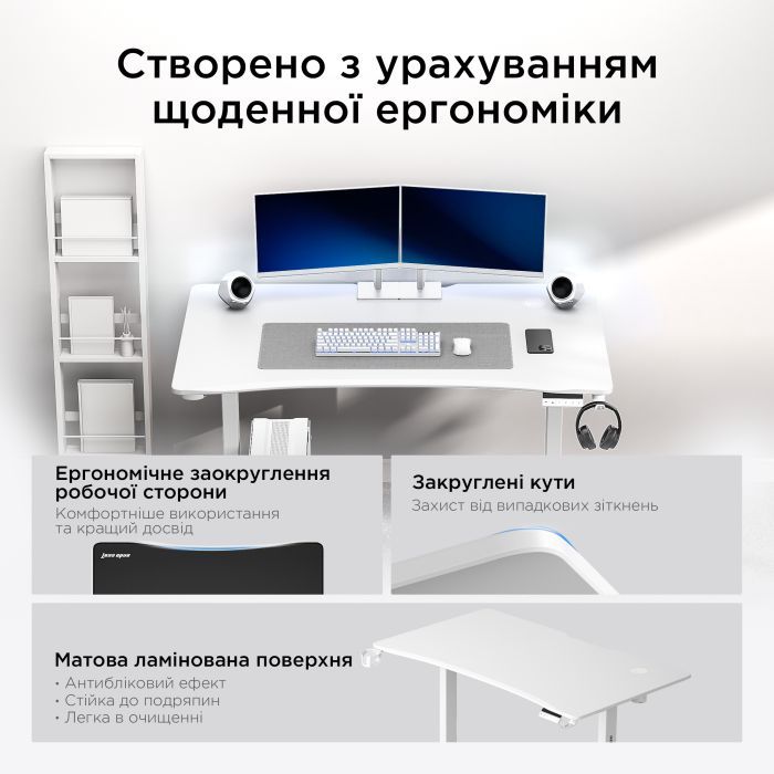 Комп'ютерний стіл Anda Seat Xtreme Pro White (AD-D-DD1-1400-08-W) зображення 16