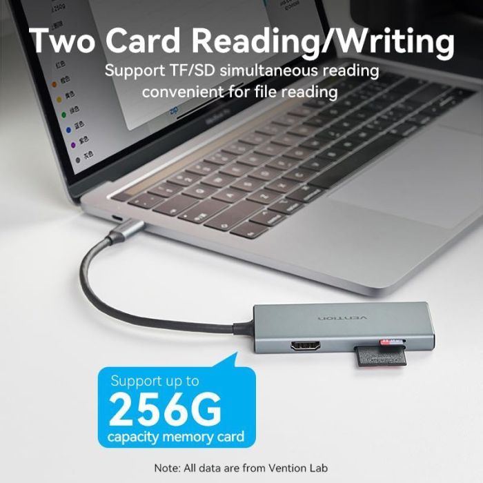 Концентратор Vention USB-C 6-in-1 3xUSB 3.0 + HDMI 4K30Hz + SD/TF 0.15m (TOOHB) зображення 8