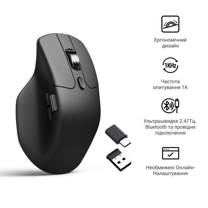 Мышка Keychron M6S Wireless/Bluetooth/USB Black (M6S-A72) изображение 6