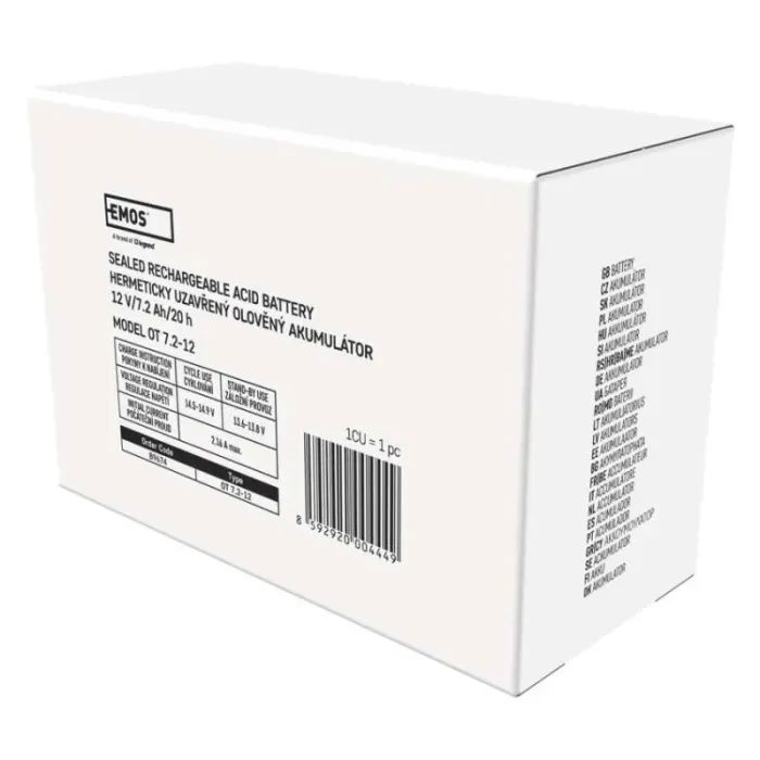Батарея к ИБП EMOS B9674 AGM 12V 7,2Ah fast 6,3mm (B9674) изображение 10