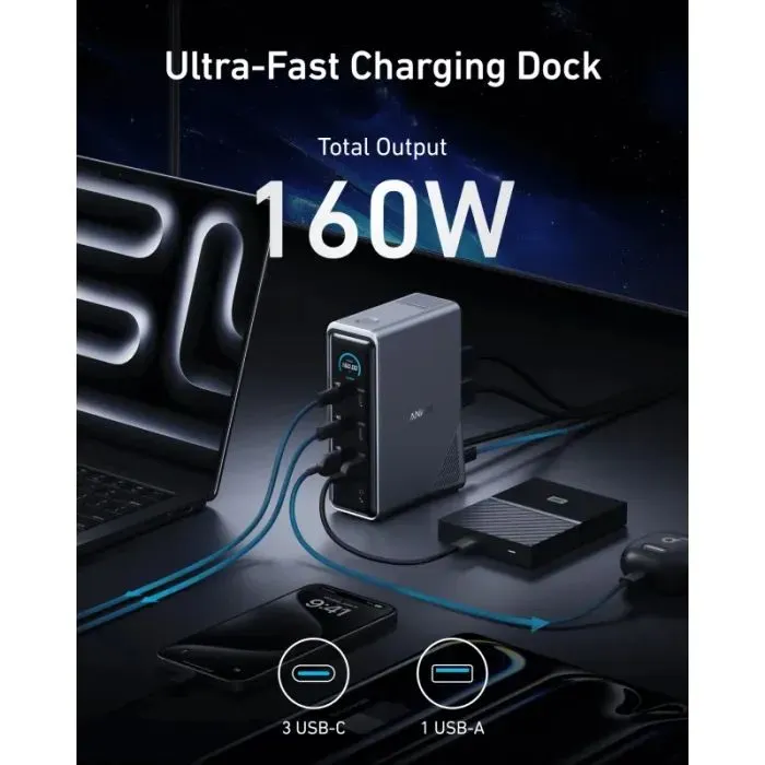 Концентратор Anker USB-C 14-in-1 Dual Display 160W black (A83B63A1) зображення 3