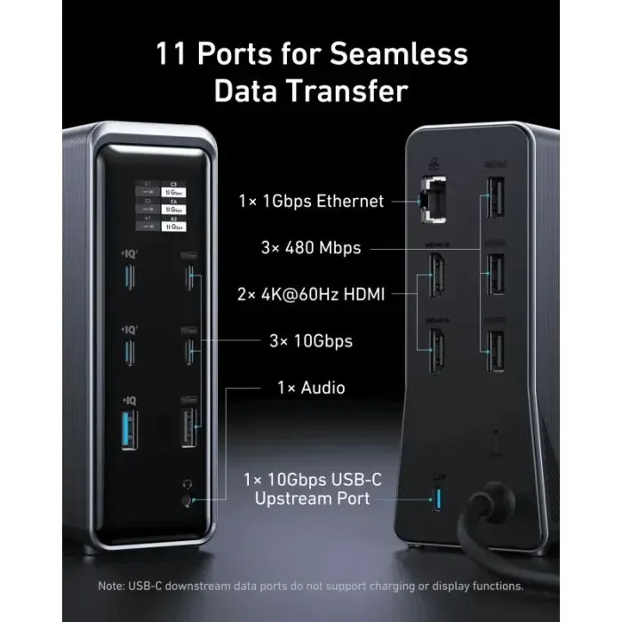 Концентратор Anker USB-C 14-in-1 Dual Display 160W black (A83B63A1) зображення 4
