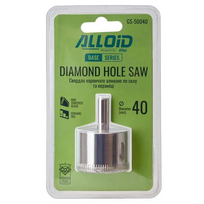 Сверло Alloid Base, корончате, алмазне, по склу та кераміці, 40мм (GS-50040) изображение 3