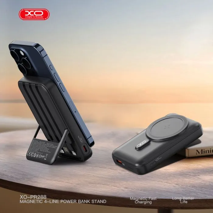 Батарея универсальная XO 10000mAh, 15W, MagSafe, Stand, black (XO-PR288-BK) изображение 6