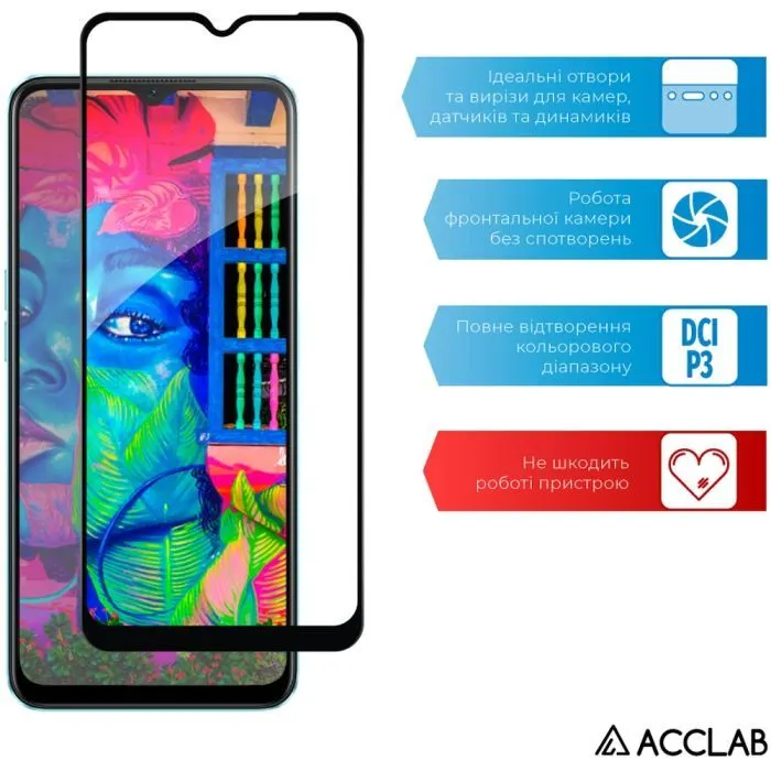 Скло захисне ACCLAB Full Glue Oppo A57 Black (1283126546235) зображення 5