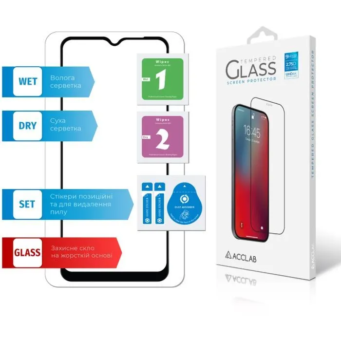 Скло захисне ACCLAB Full Glue Oppo A57 Black (1283126546235) зображення 7