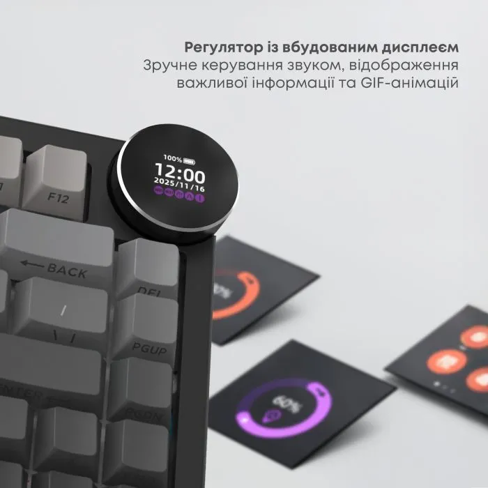 Клавіатура Ajazz AK820 V2 White Peach Switch Wireless/Bluetooth/USB UA Black/Gray (AK820-V2-WP-S-BG) зображення 11