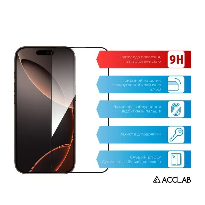 Скло захисне ACCLAB Full Glue ESD Apple iPhone 16 Pro Max Black (1283126594151) зображення 3
