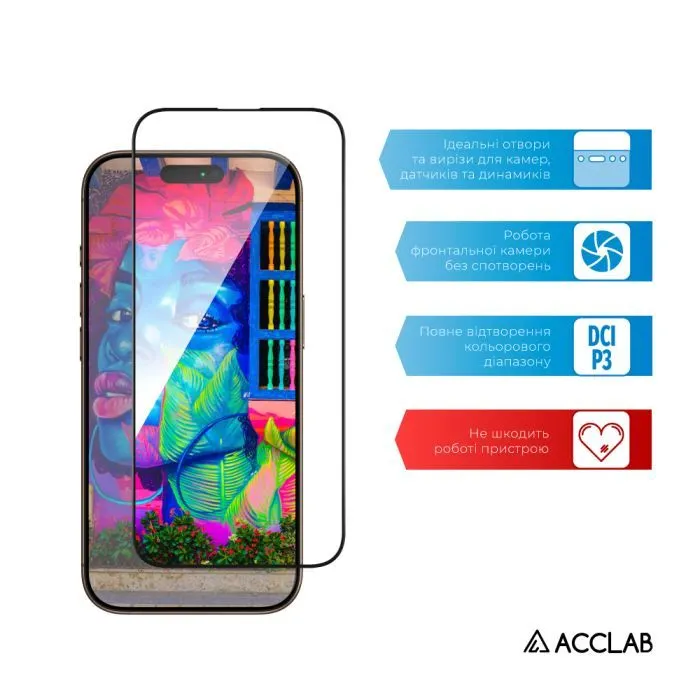 Скло захисне ACCLAB Full Glue ESD Apple iPhone 16 Pro Max Black (1283126594151) зображення 5