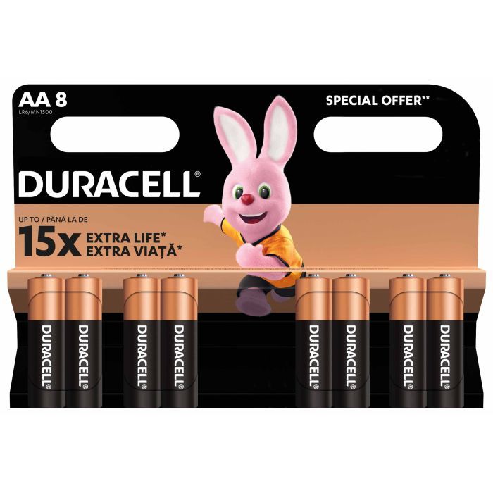 Батарейка Duracell AA лужні 8 шт. в упаковці (5000394006522 / 81417083 / 81480361) изображение 2