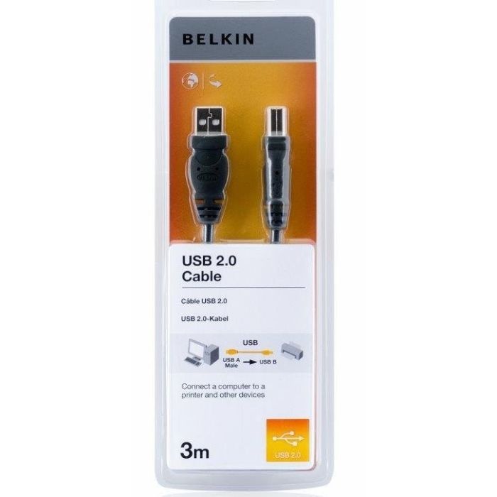 Кабель для принтера USB 2.0 AM/BM 3.0m Belkin (F3U154bt3M) зображення 2