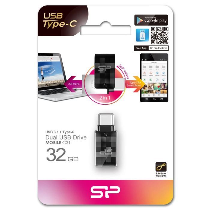 USB флеш накопичувач Silicon Power 64GB Mobile C31 USB 3.1 / USB Type-C (SP064GBUC3C31V1K) зображення 4