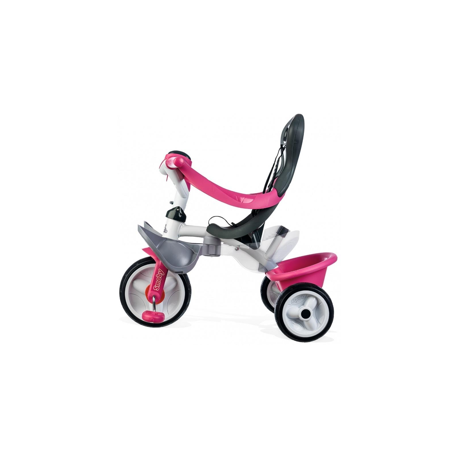 Детский велосипед Smoby с козырьком, багажником и сумкой Розовый (741101) изображение 2
