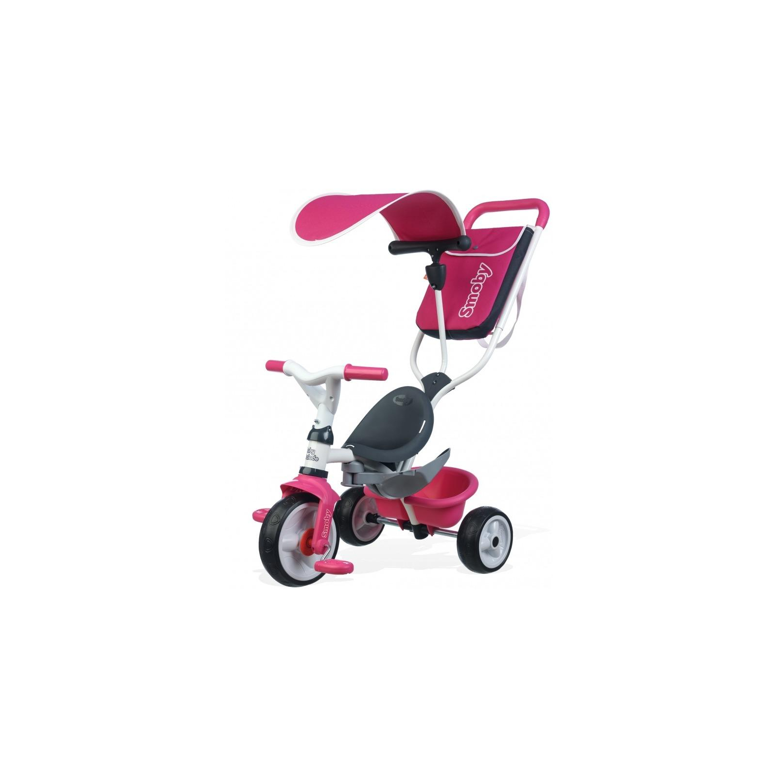 Детский велосипед Smoby с козырьком, багажником и сумкой Розовый (741101) изображение 3